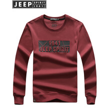 Jeep 長袖 男士T恤 紅色 