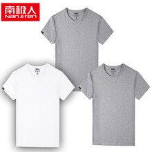 南極人（Nan Ji ren） 短袖 男士T恤 白灰灰-純色 XL，L，XXL，M，XXXL