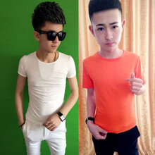 快樂(lè)嘉人 短袖 男士T恤 白色+橙色(2件)短袖 S，XL，L，XXL，M