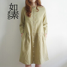 子牧棉麻 2014秋季新款女装褶皱刺绣花文艺修