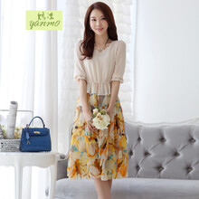 诗娅2014夏季新款雪纺女装赛尼瑞欧美碎花修