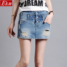 EKM 中腰 直筒褲 女 熱褲 牛仔褲