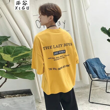西谷（xigu） 短袖 男士T恤 黃色 五分字母T恤 S，XL，L，XXXL，XXL，M