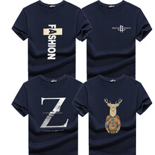 大碼哥 短袖 男士T恤 藍色Fashion+藍火箭+藍Z+藍鹿 XL，L，加大，XXXL，XXL，M