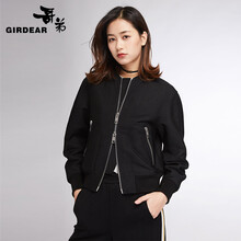 哥弟（GIRDEAR） 立領(lǐng) 長袖 女 短外套 綁帶