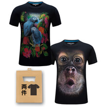 K L B ZHE 短袖 男士T恤 花鳥+大臉猩猩 S，XL，L，XXL，M，加大，XXXL