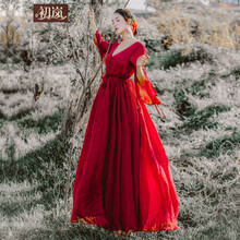 初嵐 純色 紐扣，綁帶 連衣裙