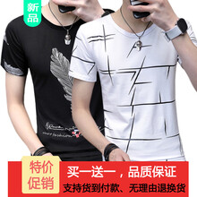 威代奇（weidaiqi） 短袖 男士T恤 條紋白+羽毛黑 