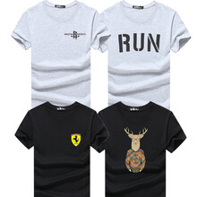 大碼哥 短袖 男士T恤 灰火箭+灰RUN+黑法拉利+黑鹿 XL，L，M，加大，XXXL，XXL