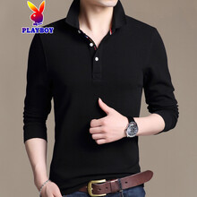 花花公子（PLAYBOY） 長袖 男士T恤 【9829黑色】 S，XL，L，XXL，M，XXXL