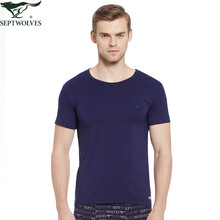 七匹狼（SEPTWOLVES） 短袖 男士T恤 圓領(lǐng)藏青 