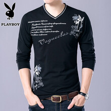 花花公子（PLAYBOY PHYSICAL） 長袖 男士T恤 1656A6616黑色 