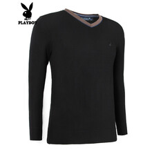 花花公子（PLAYBOY） 短袖 男士T恤 8112長(cháng)袖花邊領(lǐng)黑色 