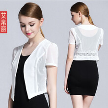 艾帛麗（AIBOLI） V領(lǐng) 短袖 女 短外套 蕾絲，紗網(wǎng)