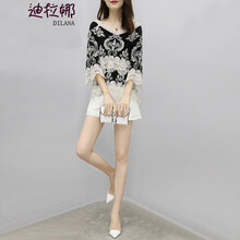 迪拉娜（DILANA） 中國文化，植物花卉 繡花，流蘇，撞色，鏤空，蕾絲 連衣裙