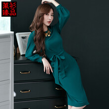 萬(wàn)衫臻品 純色 褶皺 連衣裙