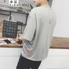 西谷（xigu） 七分袖 男士T恤 鯉魚旗灰色 XL，L，XXXL，XXL，M