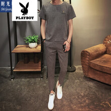 花花公子（PLAYBOY） 短袖 男士T恤 V九分品質(zhì)套裝TZ08 