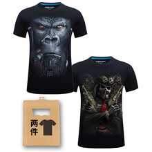 K L B ZHE 短袖 男士T恤 耳機(jī)猩猩+海盜死歌 S，XL，L，XXXL，M，加大，XXL