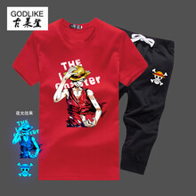 古萊登（GODLIKE） 短袖 男士T恤 路飛2紅 S，XL，L，XXXL，XXL，M