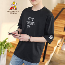 稻草人（MEXICAN） 五分袖 男士T恤 黑色 XL，L，XXL，XXXL，M