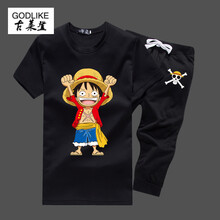 古萊登（GODLIKE） 短袖 男士T恤 路飛3黑 S，XL，L，M，XXL，XXXL