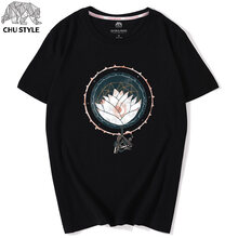 初己（CHUJI） 短袖 男士T恤 黑（白蓮花） XL，L，M，XXL