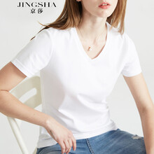 京莎（jingsha） 立體裁剪 短袖 T恤 女 V領(lǐng)