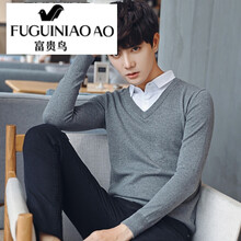 富貴鳥（FUGUINIAO） 長(zhǎng)袖 男士T恤 灰 色 假 倆 件 