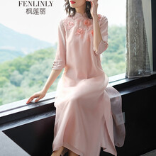 楓蓮麗 碎花 刺繡，拼接，立體裝飾 連衣裙