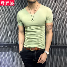 瑪薩洛（MASALUO） 短袖 男士T恤 淺綠色 
