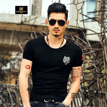 C2潮朝（C2 CHAO CHAO） 短袖 男士T恤 圓領(lǐng)狼頭黑色 XL，L，XXL，XXXL，M