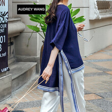 AUDREYWANG 拼接 短袖 T恤 女 圓領(lǐng)