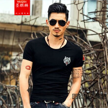 墨麒麟（Mo Qilin） 短袖 男士T恤 圓領(lǐng)狼頭黑色 XL，L，XXL，M，XXXL