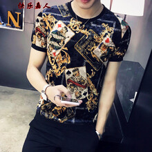快樂(lè)嘉人 短袖 男士T恤 黃撲克 XL，L，XXXL，M，XXL