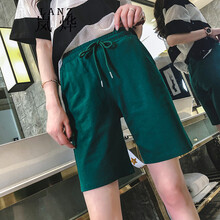 嵐燁 自然腰 直筒褲 女 五分褲 休閑褲