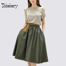 Tobebery 純色 口袋，不對稱，撞色 連衣裙