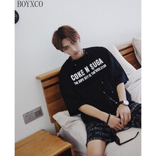 BOYXCO 五分袖 男士T恤 T04黑色  五分袖 S，XL，L，XXL，M