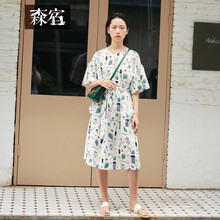 森宿 碎花 紐扣 連衣裙