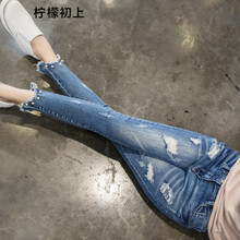 檸檬初上 高腰  女 九分褲 牛仔褲