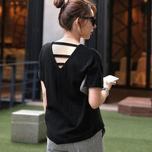 多米朶拉（DUOMIDUOLA） 露背，鏤空 短袖 T恤 女 圓領(lǐng)