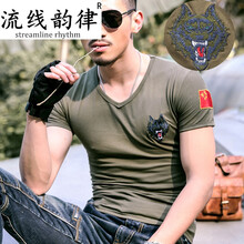 流線韻律（Streamline rhythm） 短袖 男士T恤 軍綠色T37 