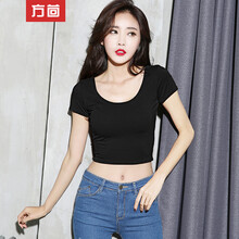 方茴 露臍/腰，露背 短袖 T恤 女 圓領(lǐng)