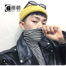 C2潮朝（C2 CHAO CHAO） 長(cháng)袖 男士T恤 高領(lǐng)白色黑白條 XL，L，XXL，M