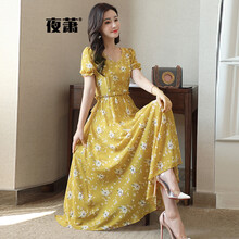 夜蕭 純色，碎花 印花 連衣裙