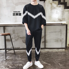 古萊登（GODLIKE） 七分袖 男士T恤 黑色一杠 XL，L，XXXL，XXL，M