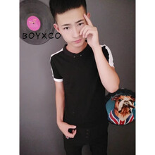 BOYXCO 短袖 男士T恤 條紋黑色 