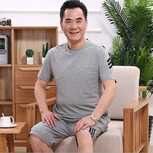 富貴鳥（FUGUNIAO） 短袖 男士T恤 灰色短袖+短褲 XL，L，加大，XXXL，XXL
