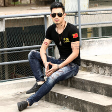 恒源祥 短袖 男士T恤 V領(lǐng)中國黑 