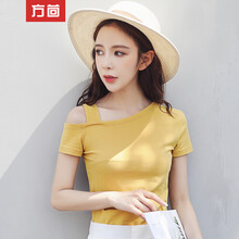 方茴 露肩 短袖 T恤 女 斜領(lǐng)